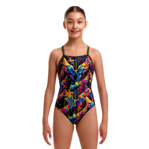 Funkita Girls Killer Cupid ECO Strapped In One Piece Swimwear, Girls One Piece Swimsuit [Size: 10]
