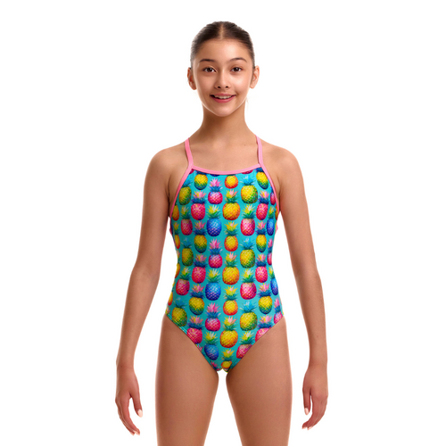 Funkita Girls Punchy Bunch ECO Strapped In One Piece Swimwear, Girls One Piece Swimsuit [Size: 8]