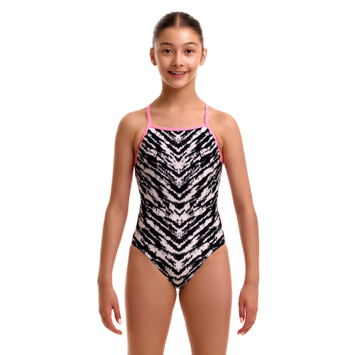 Funkita Girls Fur Elise ECO Strapped In One Piece Swimwear, Girls One Piece Swimsuit [Size: 10]