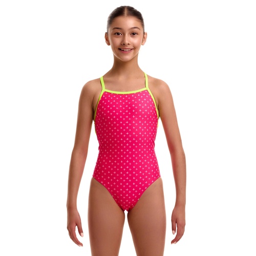 Funkita Girls Pink Proton ECO Strapped In One Piece Swimwear, Girls One Piece Swimsuit [Size: 10]