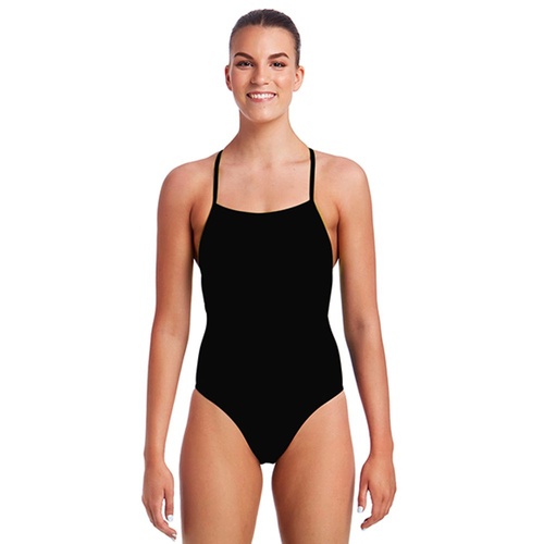 Funkita women's Still Black Strapped In One Piece Swimwear, Women's Swimsuit  [Size: 8]