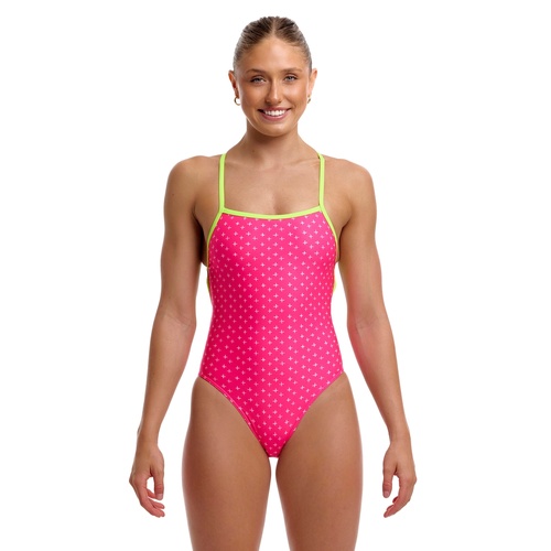 Funkita Women's Pink Proton ECO Strapped In One Piece Swimwear, Women's Swimsuit [Size: 8]