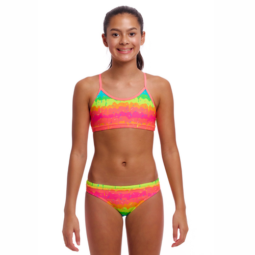 Funkita Girls Melting Mayhem ECO Racerback Two Piece Swimwear, Girls Two Piece Swimsuit [Size: 8]