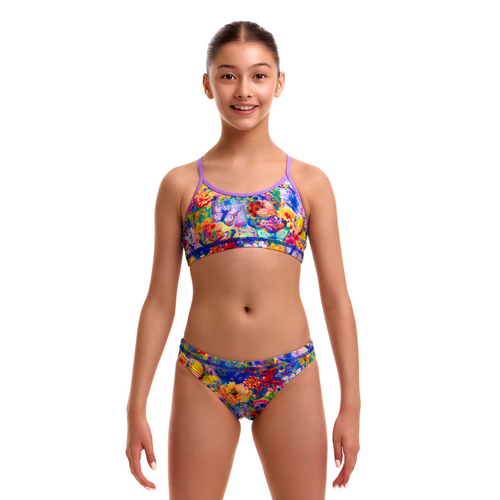 Funkita Girls Austin Flowers ECO Racerback Two Piece Swimwear, Girls Two Piece Swimsuit [Size: 8]
