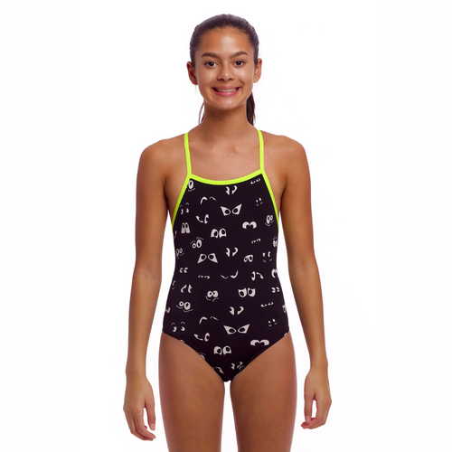 Funkita Eye Spy Girls Tie Me Tight One Piece Swimwear, Girls Full Piece Swimsuit [Size: 10]