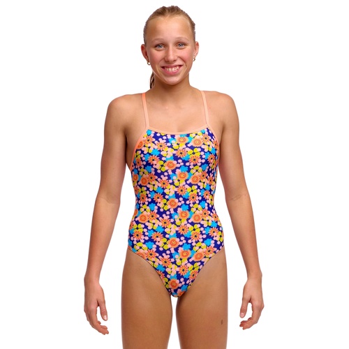 Funkita Killer Flowers Girls Tie Me Tight One Piece Swimwear, Girls Full Piece Swimsuit [Size: 10]