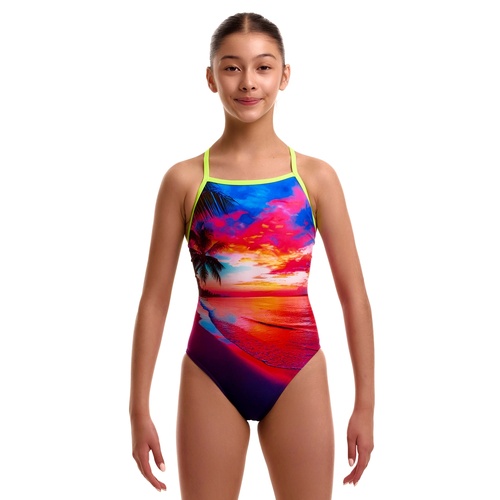 Funkita Touch Of Paradise Girls Tie Me Tight One Piece Swimwear, Girls Full Piece Swimsuit [Size: 8]