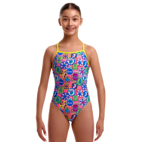 Funkita Zesty Besty Girls Tie Me Tight One Piece Swimwear, Girls Full Piece Swimsuit [Size: 8]