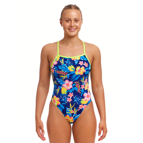 Funkita In Bloom ECO Tie Me Tight One Piece Women's Swimwear, Chlorine Resistant Swimwear [Size: 8]