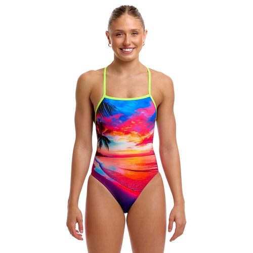 Funkita Touch Of Paradise  ECO Tie Me Tight One Piece Women's Swimwear, Chlorine Resistant Swimwear [Size: 8]