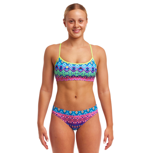 Funkita Women's Kris Kringle Crop Top Two Piece Swimwear, Ladies Two Piece Swimsuit [Size: 8]