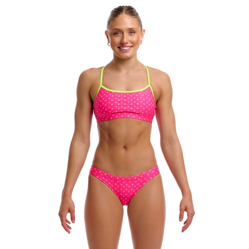 Funkita Women's Pink Proton ECO Crop Top Two Piece Swimwear, Ladies Two Piece Swimsuit [Size: 8]
