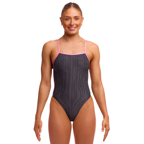 Funkita Pin Stripe Ladies Single Strength One Piece Swimwear, Women's Swimsuit [Size: 8]