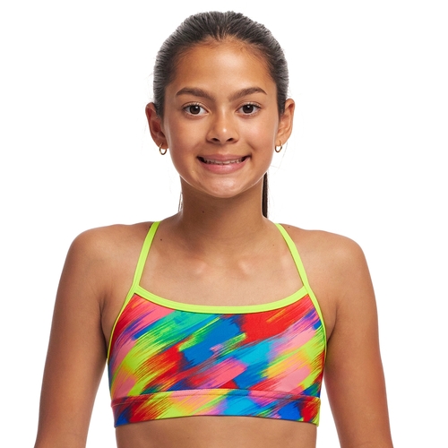 Funkita Girls Stroked Eco Swim Crop Top - TOP ONLY - SEPARATES, Girls Swimwear [Size: 12]
