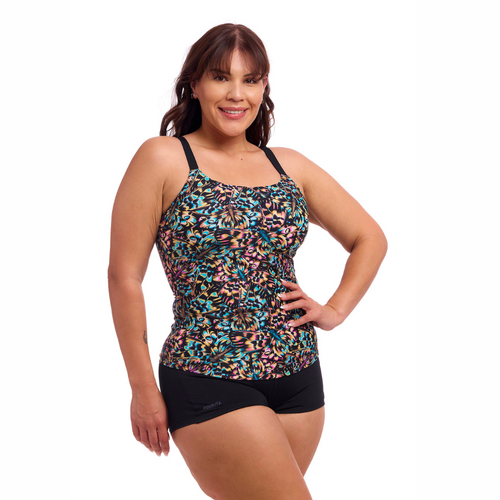 Funkita Women's Copper Cluster Scoop Neck Tankini Top, Women's Swimwear - TOP ONLY [Size: 10]