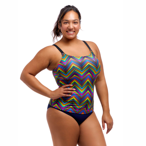 Funkita Women's Up Down Scoop Neck Tankini Top, Women's Swimwear - TOP ONLY [Size: 10]