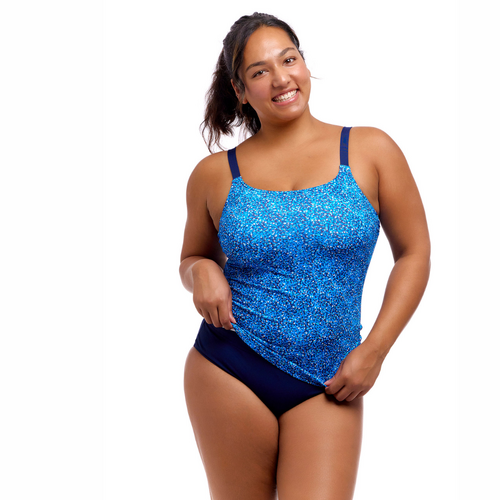 Funkita Women's Pebble Beach Scoop Neck Tankini Top, Women's Swimwear - TOP ONLY [Size: 10]