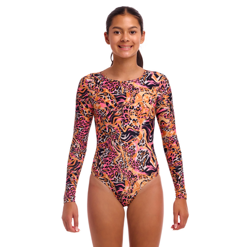 Funkita Girls Tipsy Tiger Long Shot One Piece Swimwear, Girls One Piece Swimsuit [Size: 10]