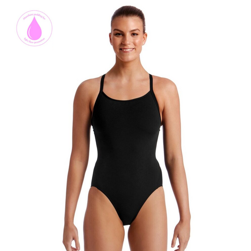 Funkita Women's Still Black  Secure Diamond Back One Piece Swimwear, Women's Swimsuit [Size: 12]