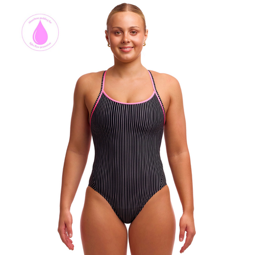 Funkita Women's Pin Stripe Diamond Secure One Piece Swimwear, Women's Swimsuit [Size: 6]