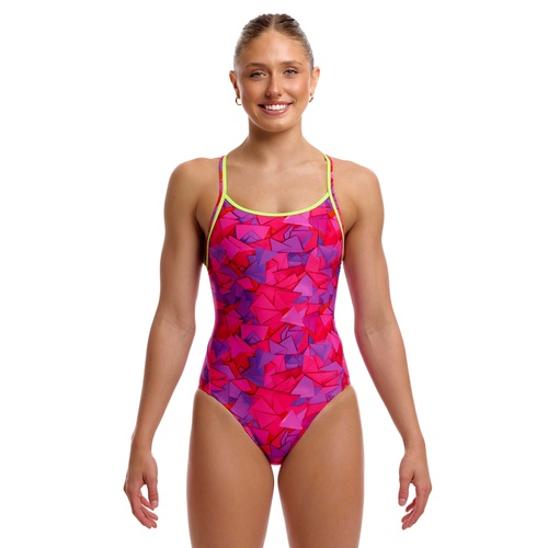 Funkita Women's Try Pink Diamond Secure One Piece Swimwear, Women's Swimsuit [Size: 6]
