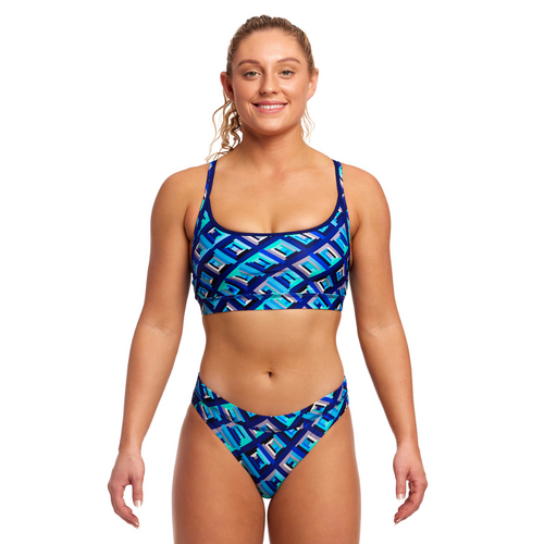 Funkita Women's Blue Bunkers Sports Bikini Two Piece Swimwear [Size: 10]