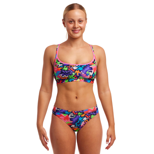 Funkita Women's Sharp Edges Sports Bikini Two Piece Swimwear [Size: 8]