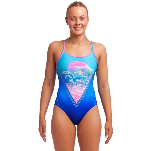 Funkita Women's Flying Flipper Diamond Back One Piece Swimwear, Women's Swimsuit [Size: 14]