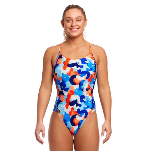 Funkita Women's Wet Paint Diamond Back One Piece Swimwear, Women's Swimsuit [Size: 14]