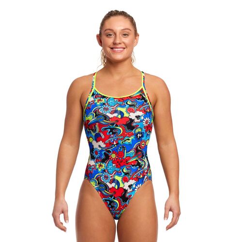 Funkita Women's Happy Jack Diamond Back One Piece Swimwear, Women's Swimsuit [Size: 8]