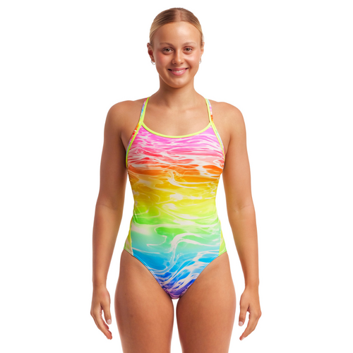 Funkita Women's Lake Acid Diamond Back One Piece Swimwear, Women's Swimsuit [Size: 10]
