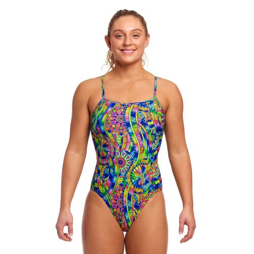Funkita Women's Spin The Bottle Single Strap One Piece Swimwear, Women's Swimsuit [Size: 8]