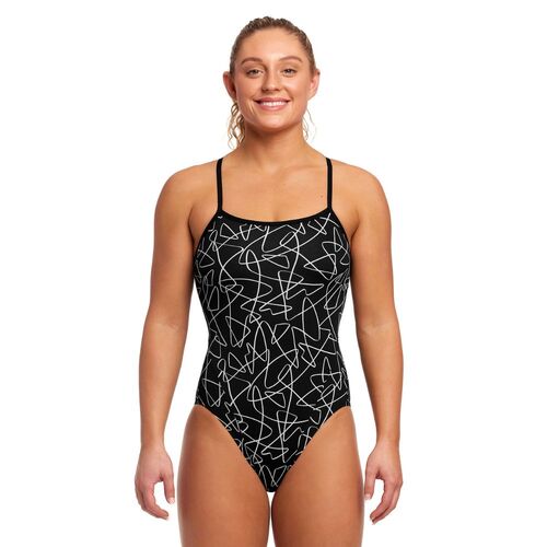 Funkita Women's Texta Mess Single Strap One Piece Swimwear, Women's Swimsuit [Size: 14]