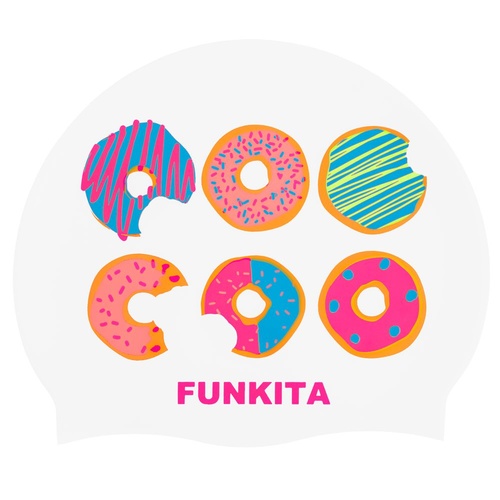 Funkita Dunking Donuts Swim Cap, Swimming Cap, Silicone Swim Cap, Swimming Equipment