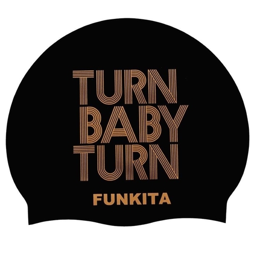 Funkita Turn Baby Turn Gold Swim Cap, Swimming Cap, Silicone Swim Cap, Swimming Gear