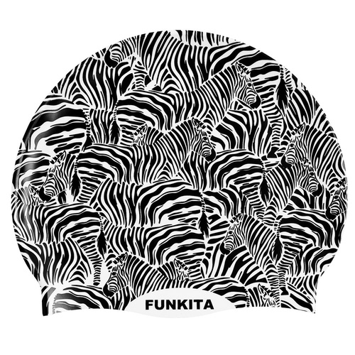 Funkita Zebra Crossing Swim Cap, Swimming Cap, Silicone Swim Cap