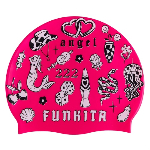 Funkita Sketchy Swim Cap, Swimming Cap, Silicone Swim Cap