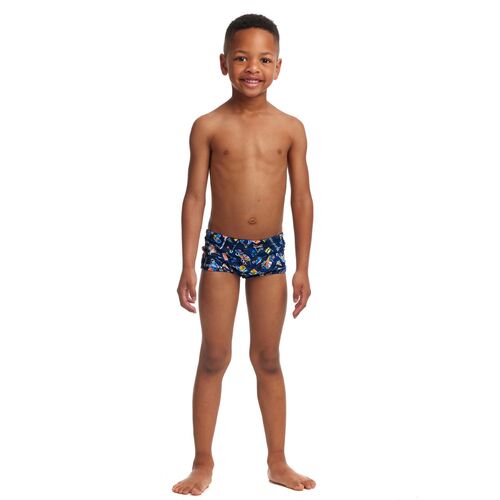 Funky Trunks Toddler Boys Can We Build It? Printed Swimming Trunks, Boys Swimwear [Size: 7]