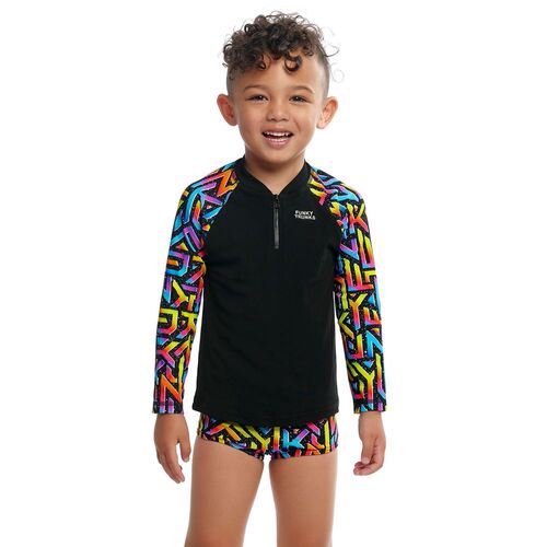 Funky Trunks Brand Galaxy Zippy Rash Vest Toddler Boys , Suntop [Size: 3]