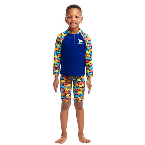 Funky Trunks Toddler Boys Swimmasaurus Zippy Rash Vest, Suntop [Size: 7]