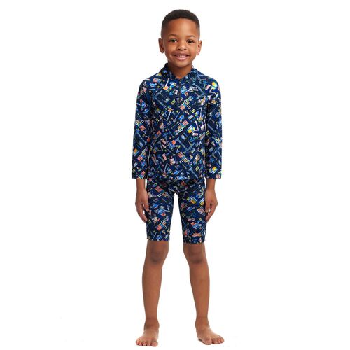 Funky Trunks Toddler Boys Can We Build It?  Zippy Rash Vest, Suntop [Size: 4]