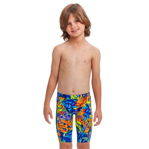 Funky Trunks Toddler Boys Mixed Mess ECO Miniman Swimming Jammers, Boys Swimwear [Size: 3]