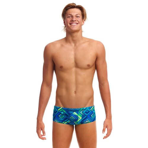 Funky Trunks Men's Help Me Rhombus ECO Sidewinder Trunk Swimwear, Men's Swimsuit [Size: 30]