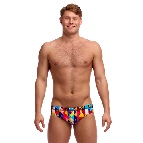 Funky Trunks Men's Broken Blox Seamed Brief Swimwear, Men's Swimsuit [Size: 34]