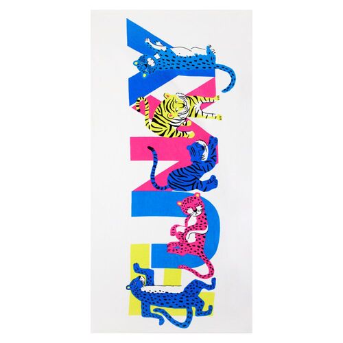 Funky Kitty Cat Cotton Towel, Beach Towel, Swim Towel, Cotton Towel, Funky
