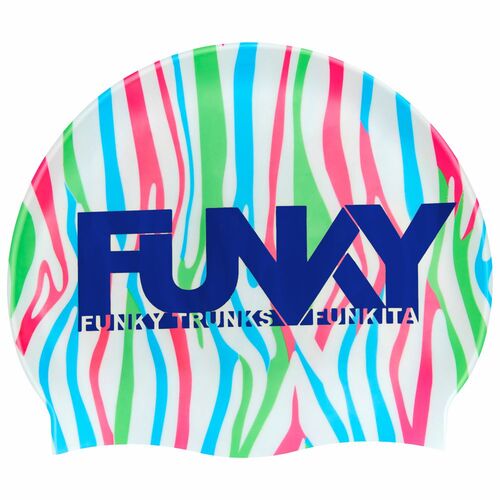Funky Raw Hide Swim Cap, Swimming Cap, Silicone Swim Cap