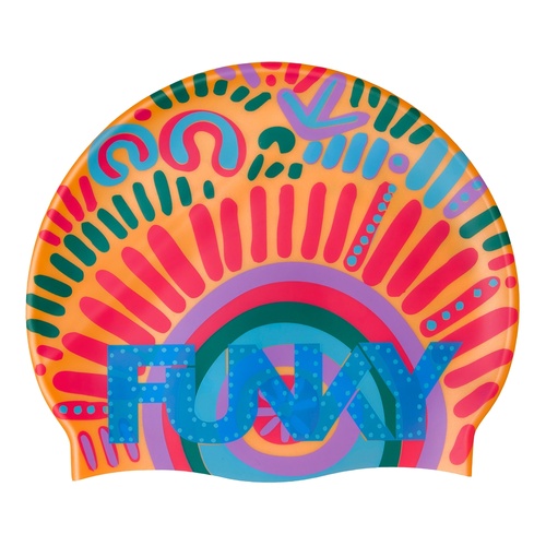 Funky Kulin Colour Swim Cap, Swimming Cap, Silicone Swim Cap