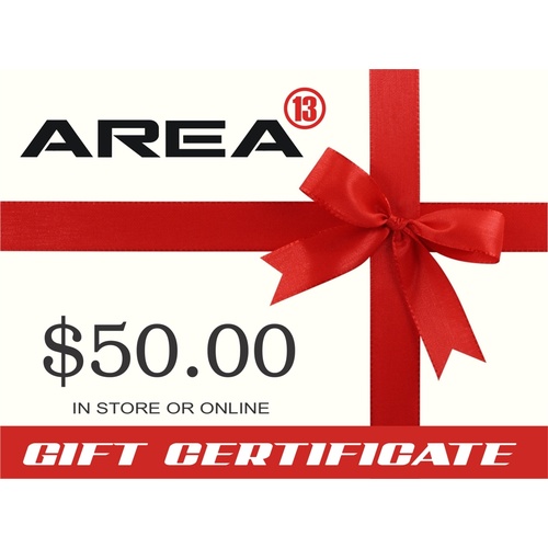 Area13 $50.00 Gift Certificate