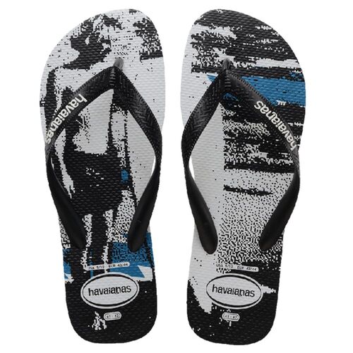 Havaianas Top Print Twin Fin Boys Thongs - Black [Size: 29 - 30]