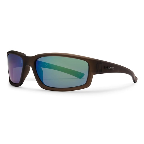 Liive Vision Sunglasses - LONG TAIL Green Mirror Polarised Matt Xtal Army - Live Sunglasses